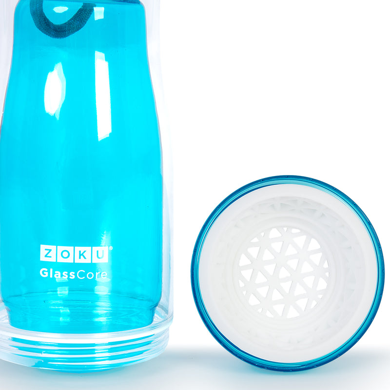 ZOKU - Botella de Agua Reutilizable 0.3L con Interior en Vidrio. Turquesa