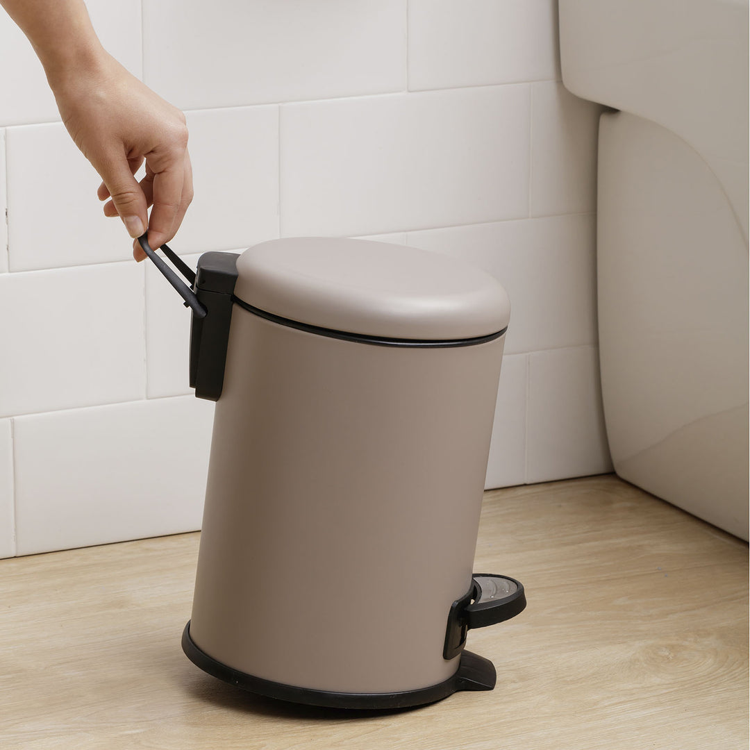 TATAY Nordic - Cubo de Baño con Pedal y Cubeta Interior Extraíble 3L, Taupé