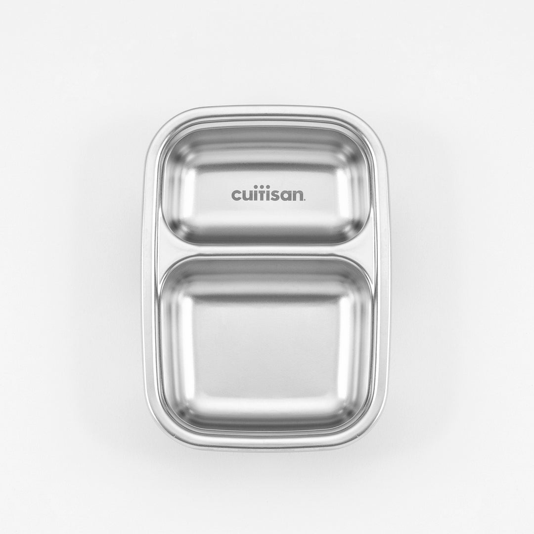 Cuitisan To Go - Recipiente Rectangular de 0.22L con 2 Compartimentos en Acero Inoxidable Apto Microondas