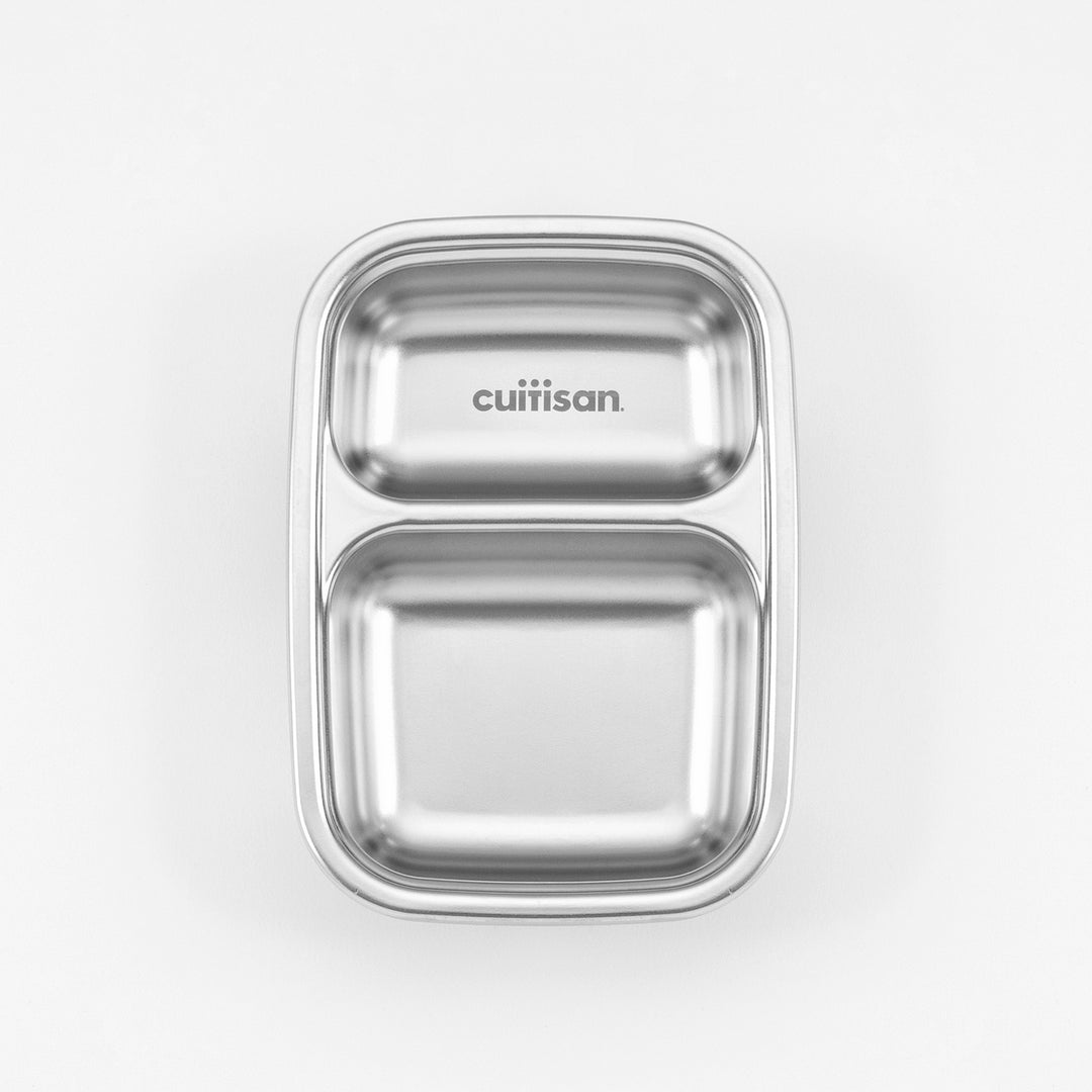 Cuitisan To Go - Recipiente Rectangular de 0.37L con 2 Compartimentos en Acero Inoxidable Apto Microondas