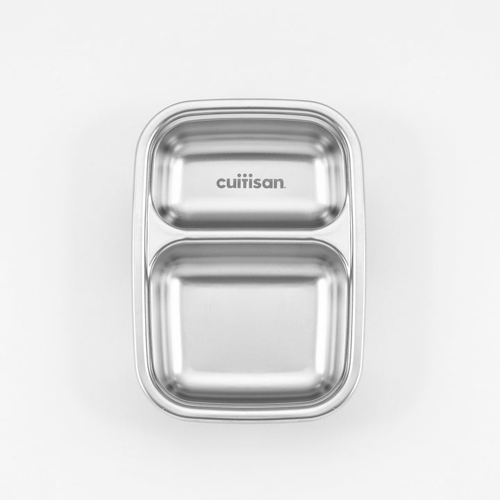 Cuitisan To Go - Recipiente Rectangular de 0.37L con 2 Compartimentos en Acero Inoxidable Apto Microondas