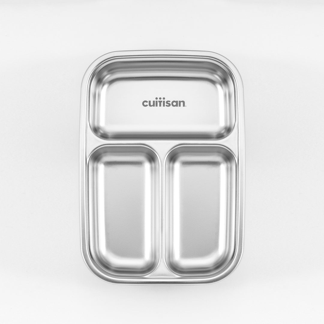 Cuitisan To Go - Recipiente Rectangular de 0.56L con 3 Compartimentos en Acero Apto Microondas