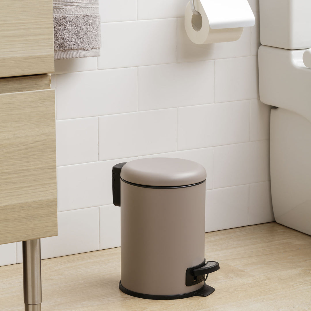 TATAY Nordic - Cubo de Baño con Pedal y Cubeta Interior Extraíble 3L, Taupé