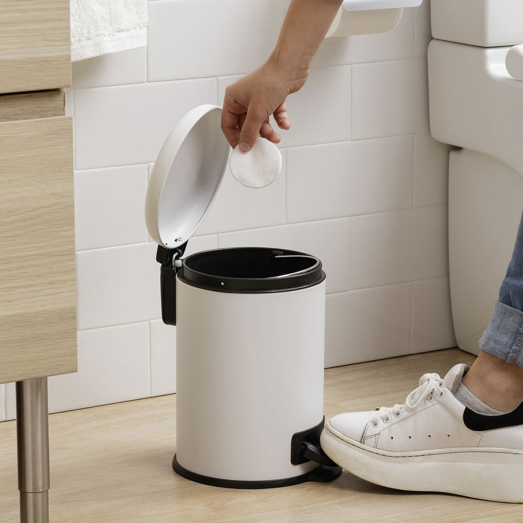 TATAY Nordic - Cubo de Baño con Pedal y Cubeta Interior Extraíble 3L, Blanco