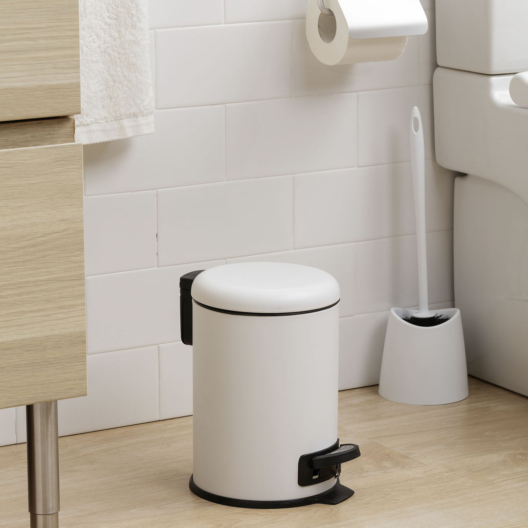 TATAY Nordic - Cubo de Baño con Pedal y Cubeta Interior Extraíble 3L, Blanco