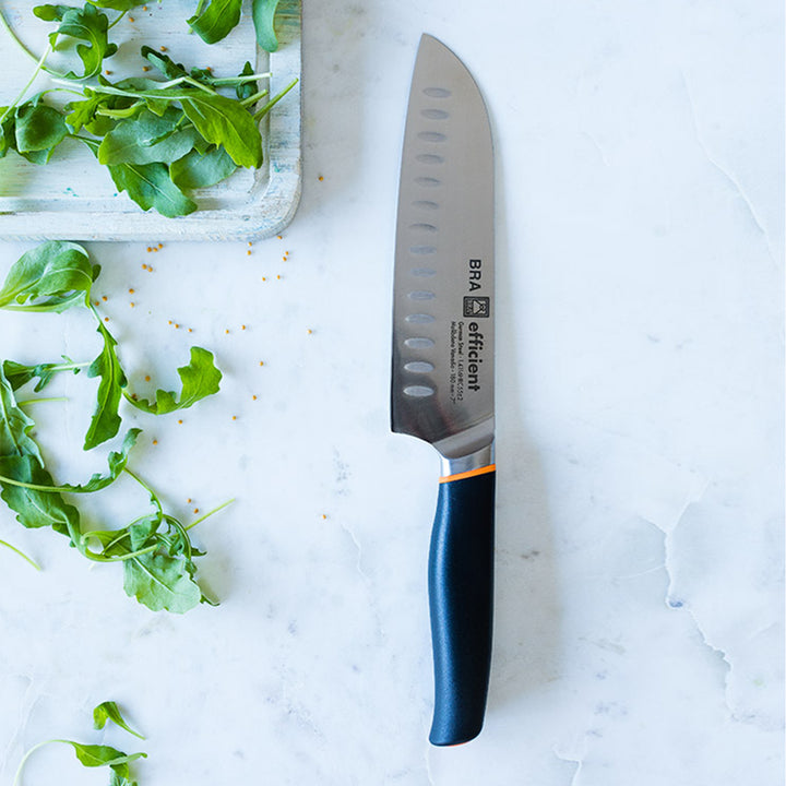 BRA Efficient - Cuchillo Profesional Santoku 13 cm en Acero Alemán 4116 Krupp