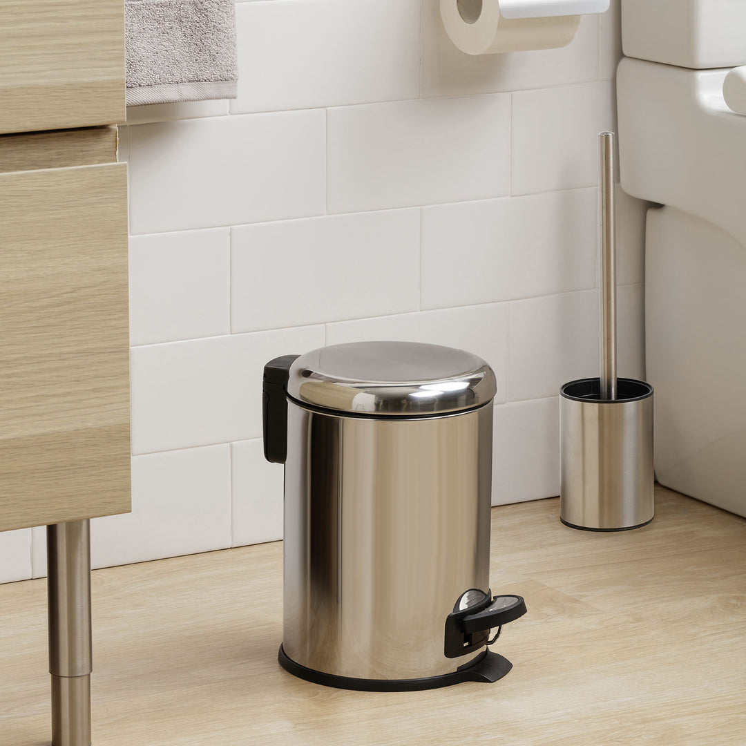 TATAY Nordic - Cubo de Baño con Pedal y Cubeta Interior Extraíble 3L, Steel