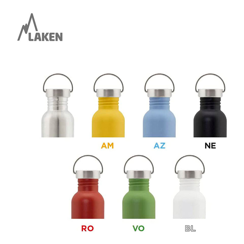 LAKEN Basic Steel Vintage - Botella de Agua 0.35L en Acero Inoxidable con Asa. Rojo