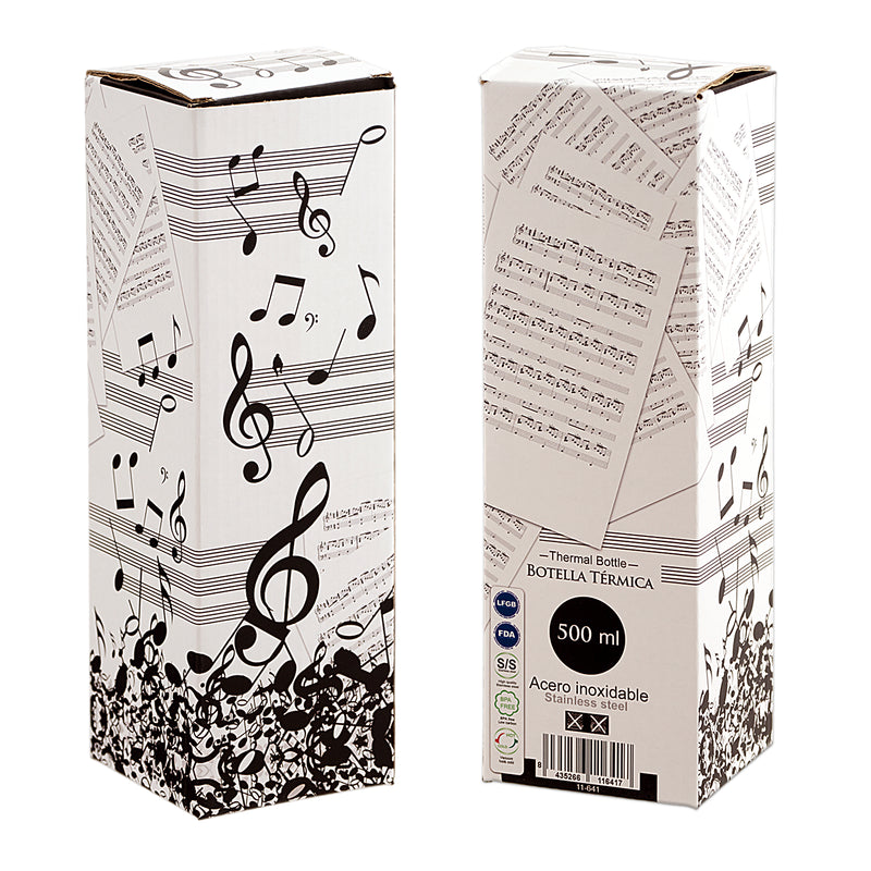 JAVIER Música - Botella Térmica Reutilizable de 0.5L en Acero Inoxidable