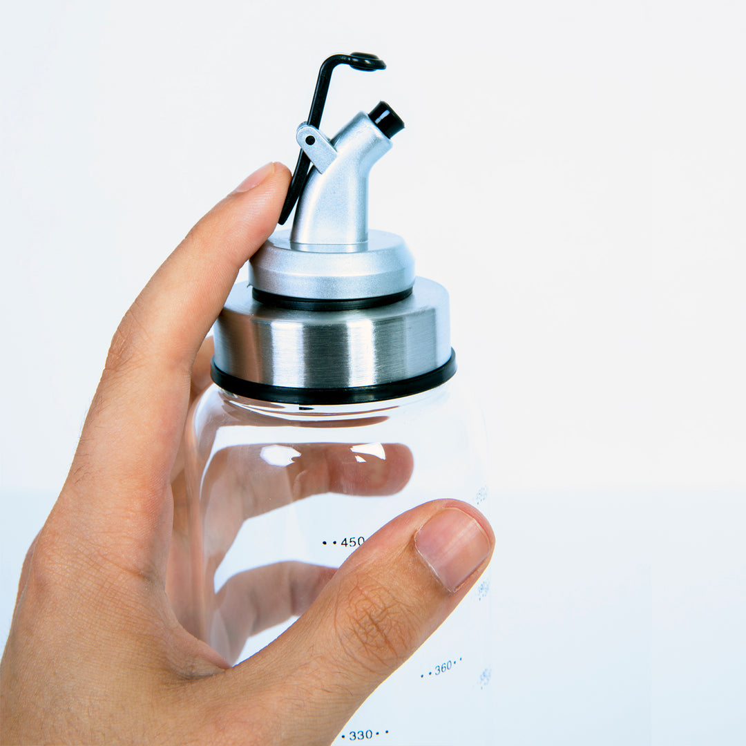QUID Ébano - Aceitera en Vidrio Borosilicato 0.3L con Dosificador