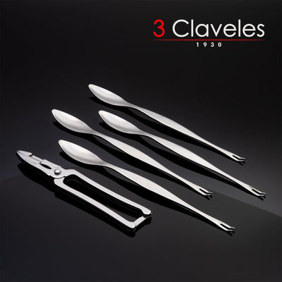 3 Claveles - Lote de 4 Tenedores para Marisco de 23 cm en Acero Inoxidable