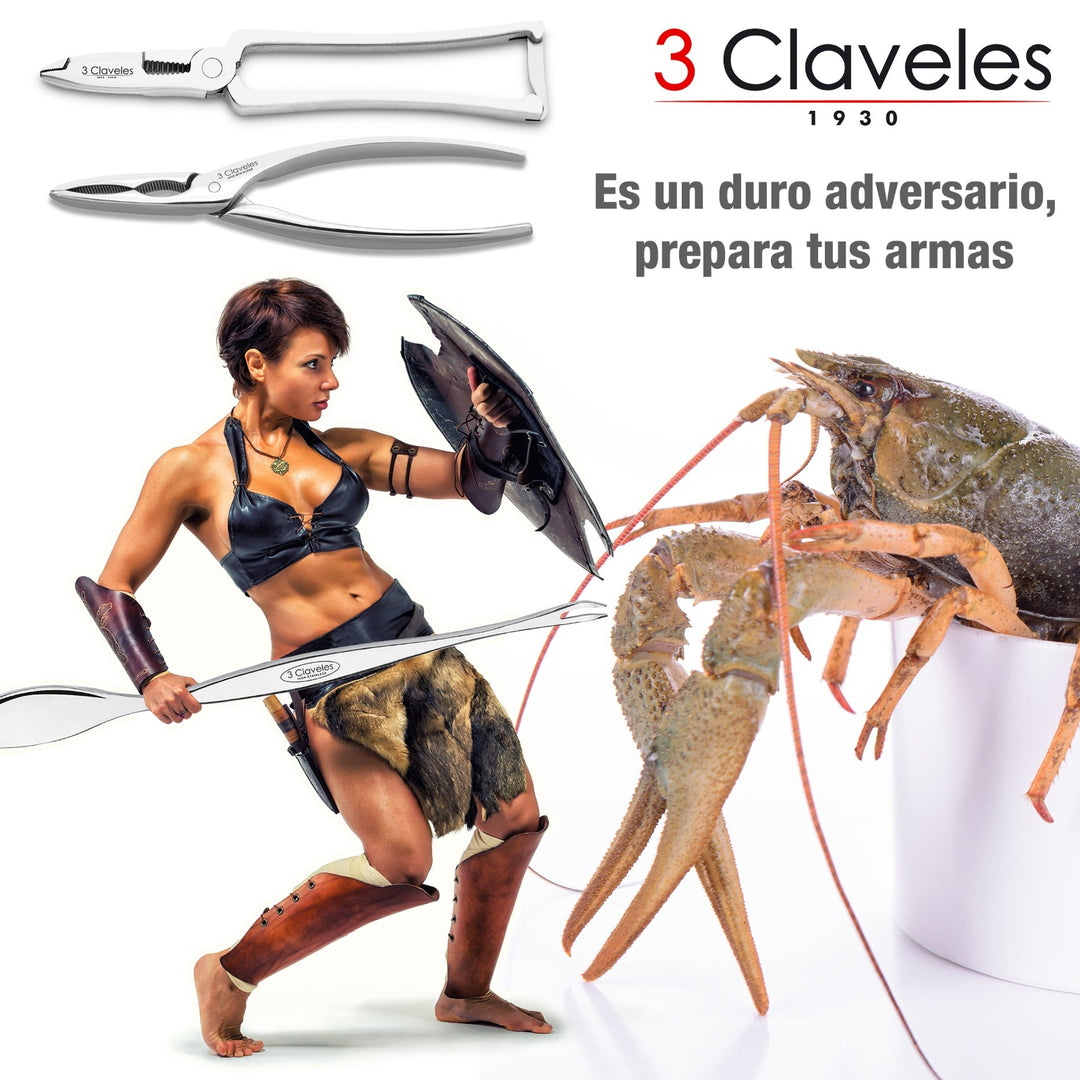 3 Claveles - Lote de 4 Tenedores para Marisco de 23 cm en Acero Inoxidable