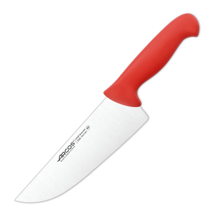 ARCOS Serie 2900 - Cuchillo Profesional Carnicero Ancho 20 cm Acero NITRUM. Rojo