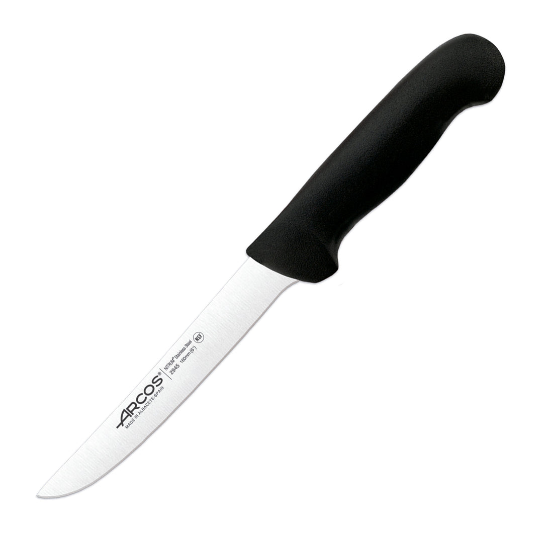 ARCOS Serie 2900 - Cuchillo Profesional Deshuesador Recto 16 cm Acero NITRUM. Negro