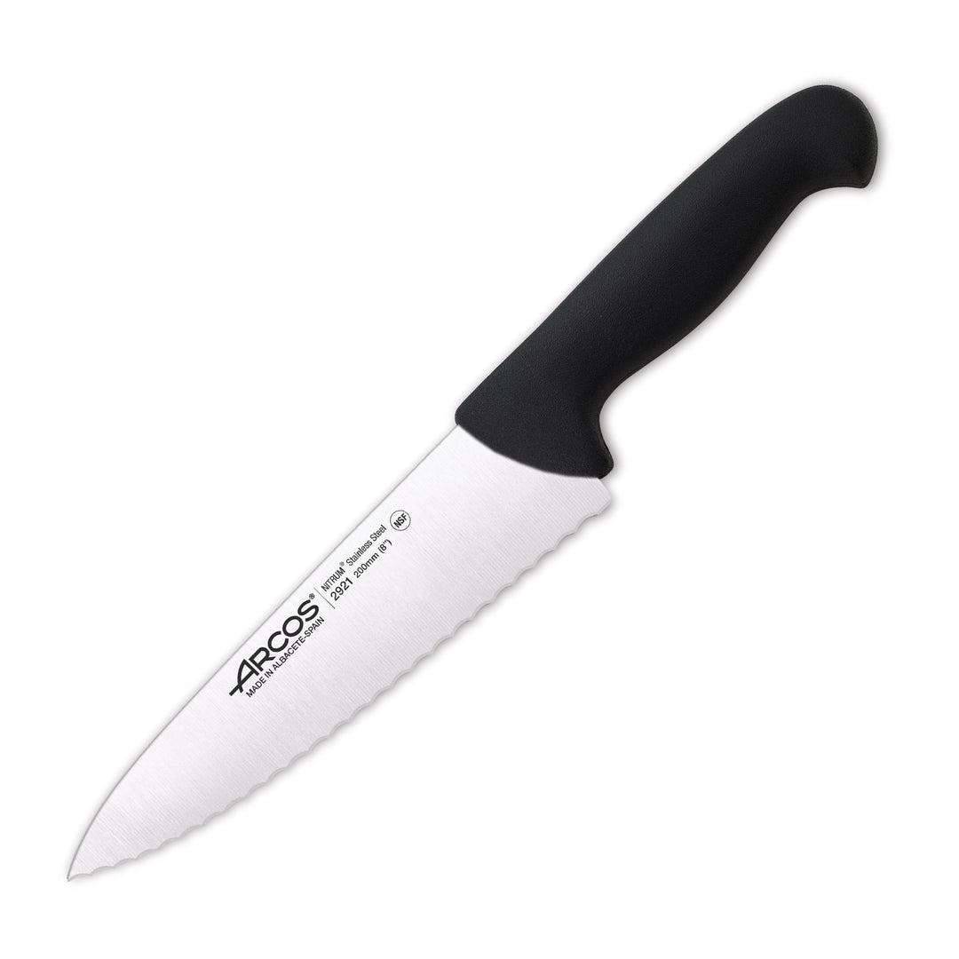 ARCOS Serie 2900 - Cuchillo Profesional Cocinero Perlado 20 cm Acero NITRUM. Negro