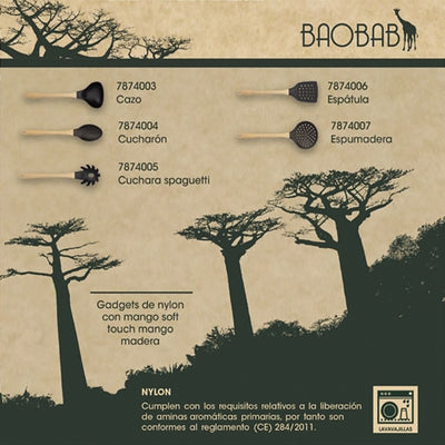QUID Baobab - Cucharón de Servir 37 cm Nylon y Mango Madera Soft Touch