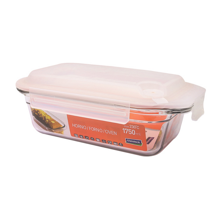 Glasslock BakeWare - Bandeja de Horno con Tapa de 1.75L en Vidrio Templado