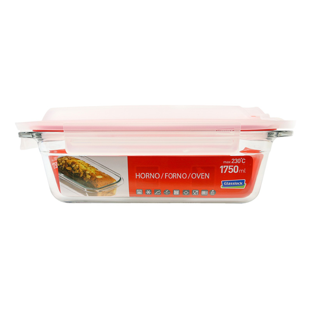 Glasslock BakeWare - Bandeja de Horno con Tapa de 1.75L en Vidrio Templado