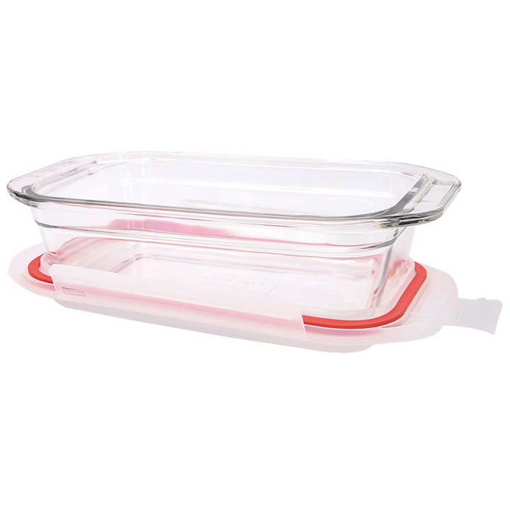 Glasslock BakeWare - Bandeja de Horno con Tapa de 1.75L en Vidrio Templado