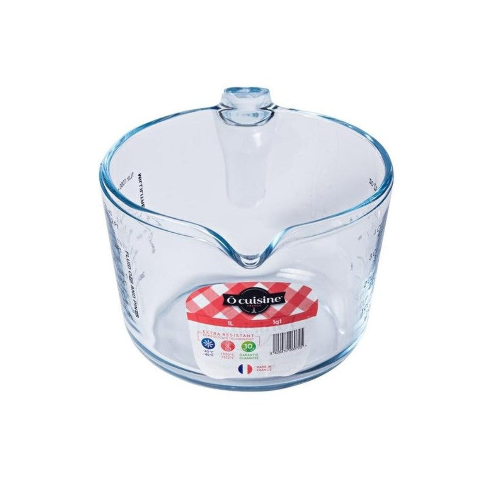 O Cuisine 4937110 - Jarra Medidora con Asa y Vertedor en Vidrio de Borosilicato de 1L