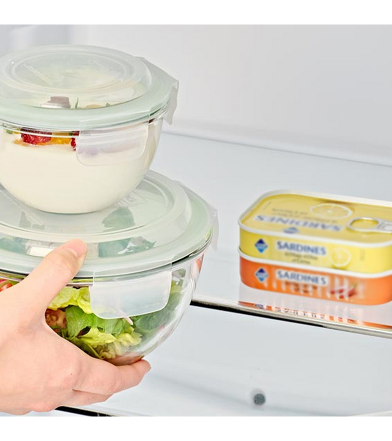 Glasslock Bowl - Ensaladera Hermética Redonda con Tapa de 0.4L en Vidrio Templado