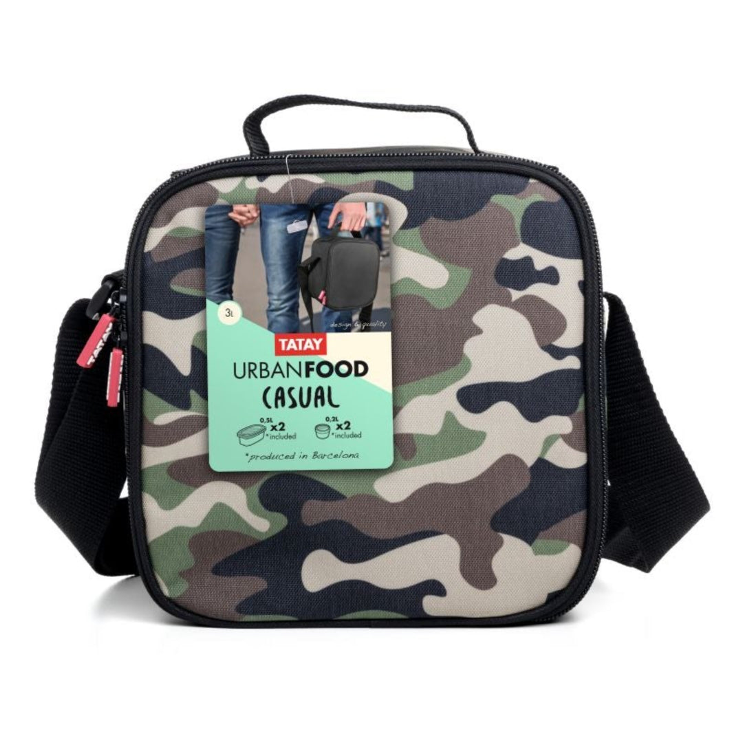 TATAY Urban Food Casual - Bolsa Térmica Porta Alimentos 3L con Recipientes, Camouflage